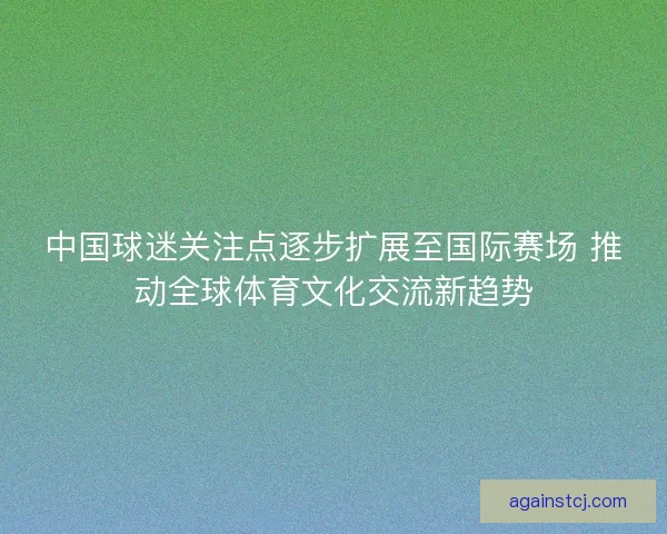 中国球迷关注点逐步扩展至国际赛场 推动全球体育文化交流新趋势
