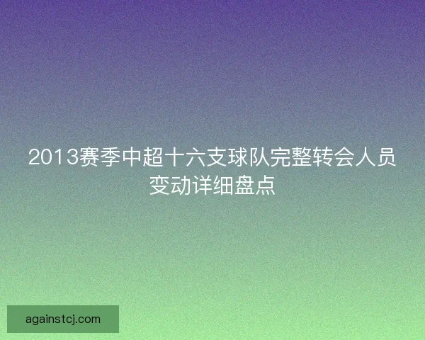2013赛季中超十六支球队完整转会人员变动详细盘点